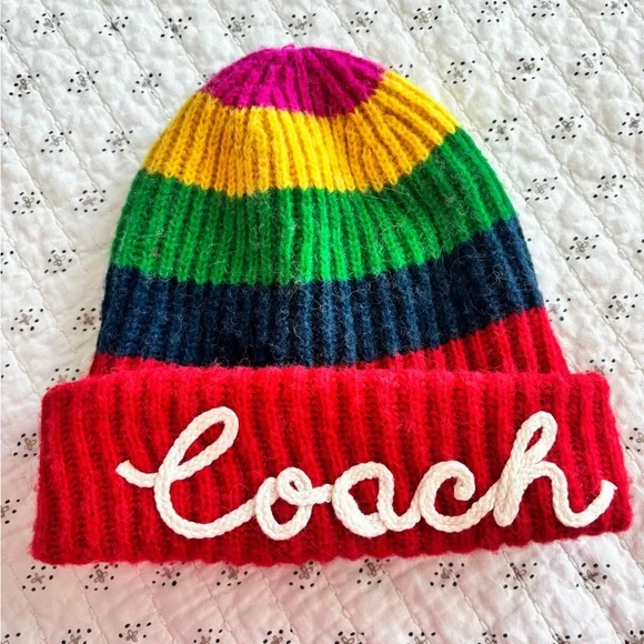COACH Multi Stripes Beanie Hat - Picture 2 of 7